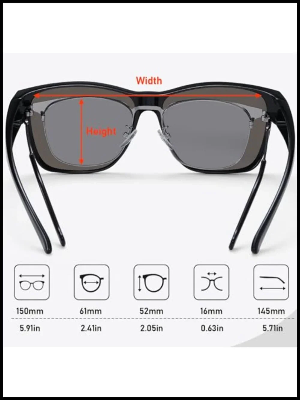 Oversized Polarized Sunglasses Fit Over Glasses UV400 Protection TR90 Frame
